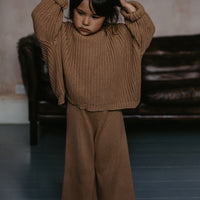 THE WIDE LEG KNIT TROUSER - CARAMEL