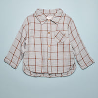 CHECK BUTTON DOWN- SLATE/COCOA