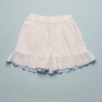 STRIPE RUFFLE TRIM SHORTS