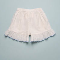 STRIPE RUFFLE TRIM SHORTS