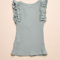 RIB RUFFLE TANK - SEA PINE