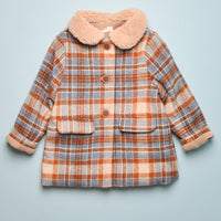 SHERPA COLLAR PLAID COAT