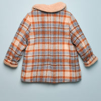 SHERPA COLLAR PLAID COAT