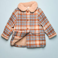 SHERPA COLLAR PLAID COAT