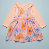 FLORAL PINAFORE/SKIRT AND TOP SET