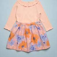 FLORAL PINAFORE/SKIRT AND TOP SET