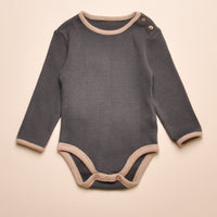 RIB CONTRAST ONESIE - CHARCOAL