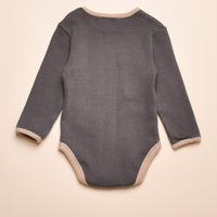 RIB CONTRAST ONESIE - CHARCOAL