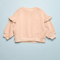 RUFFLE SHOULDER SWEATSHIRT - BEIGE