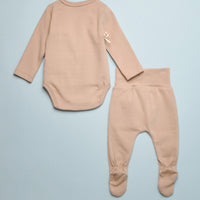 WRAP ONESIE & FOOTED PANT SET - TAUPE