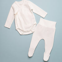 WRAP ONESIE & FOOTED PANT SET - ECRU
