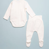 WRAP ONESIE & FOOTED PANT SET - ECRU