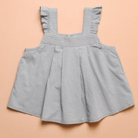 FRILL BLOUSE - BLUE GREY