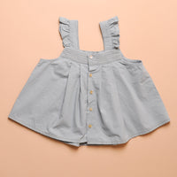 FRILL BLOUSE - BLUE GREY