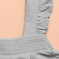 FRILL BLOUSE - BLUE GREY