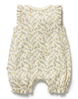 Baby romper with floral pattern on a white background