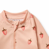 STRAWBERRY KISSES ZIP SWIMSUIT