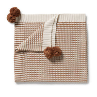 ORGANIC POMPOM BLANKET - CINNAMON