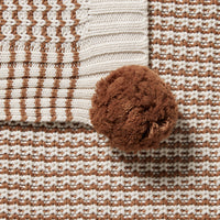 ORGANIC POMPOM BLANKET - CINNAMON
