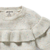 ORGANIC RUFFLE SWEATER - CHALK CONFETTI