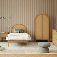 BONDI CANE TWIN BED - HONEY WITH NATURAL CANE