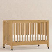 MAKI PORTABLE FOLDING CRIB WITH TODDLER BED CONVERSION KIT - HONEY