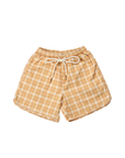 PLAID SWIM TRUNKS - BUCKWHEAT