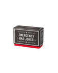 Box of 'Emergency Dad Jokes' on a white background