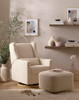 KIWI GLIDING OTTOMAN - Almond Teddy Loop with Light Wood Base