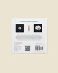 Back cover of a book with illustrations and text on a beige background