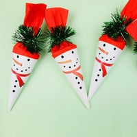 MINI 4" SURPRISE CONE - SNOWMAN