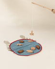 WOODEN FISHING GAME IN CRAB BAG