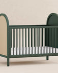 BONDI 3-IN-1 CONVERTIBLE CRIB WITH TODDER CONVERSION KIT - FOREST GREEN WITH NATURAL CANE