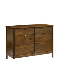 BONDI 6 DRAWER ASSEMBLED DRESSER - NATURAL WALNUT
