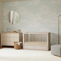 3-in-1 Convertible Storage Crib with Toddler Bed Conversion Kit - WASHED NATURAL