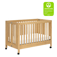 MAKI PORTABLE FOLDING CRIB WITH TODDLER BED CONVERSION KIT - HONEY
