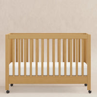 MAKI PORTABLE FOLDING CRIB WITH TODDLER BED CONVERSION KIT - HONEY