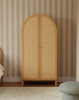 BONDI CANE ASSEMBLED ARMOIRE - HONEY