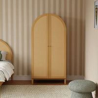 BONDI CANE ASSEMBLED ARMOIRE - HONEY