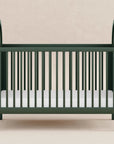 BONDI 3-IN-1 CONVERTIBLE CRIB WITH TODDER CONVERSION KIT - FOREST GREEN WITH NATURAL CANE