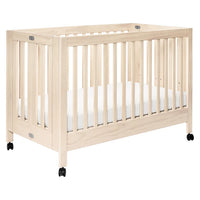 MAKI PORTABLE FOLDING CRIB WITH TODDLER BED CONVERSION KIT - WASHED NATURAL