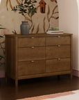 BONDI 6 DRAWER ASSEMBLED DRESSER - NATURAL WALNUT