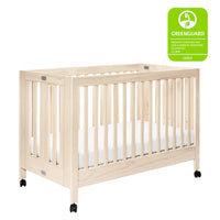 MAKI PORTABLE FOLDING CRIB WITH TODDLER BED CONVERSION KIT - WASHED NATURAL