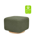 KIWI GLIDING OTTOMAN - Olive Boucle with Light Wood Base