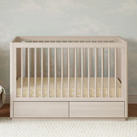 3-in-1 Convertible Storage Crib with Toddler Bed Conversion Kit - WASHED NATURAL