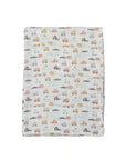 Flannel fabric with car pattern on a white background