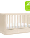 3-in-1 Convertible Storage Crib with Toddler Bed Conversion Kit - WASHED NATURAL