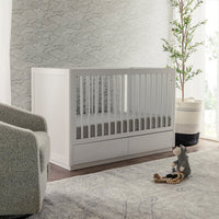 3-in-1 Convertible Storage Crib with Toddler Bed Conversion Kit - WHITE