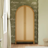 BONDI CANE ASSEMBLED ARMOIRE - HONEY