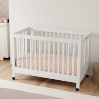 MAKI PORTABLE FOLDING CRIB WITH TODDLER BED CONVERSION KIT - WHITE
